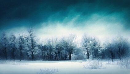 a snow covered grass and trees on white background with blurred
