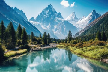 Lake in the Mountains | Majestic Peaks and Pristine Waters | AI Generative