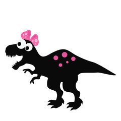 Funny girly tyrannosaur vector cartoon illustration