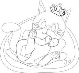 Cute Cartoon Royal Cat on it's Regal Bed