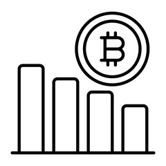 Bitcoin Decrease Thin Line Icon