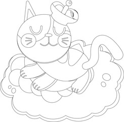 Cute Cartoon Royal Cat on it's Regal Bed