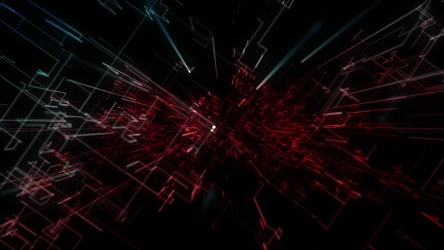 Changing color digital corner lines loop motion background. Concept ai technology cyber space network.