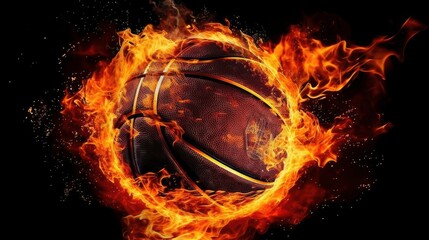 Fantasy Basketball: A Ball with Fire Effect generated by AI