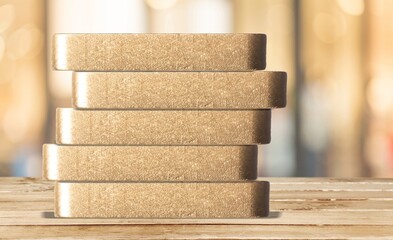 Wooden blocks for text on the desk in room
