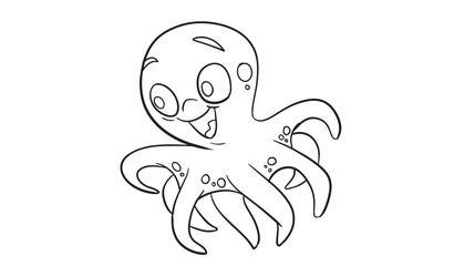 Cute Octopus for coloring book or coloring page for kids vector clipart