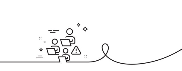 Teamwork line icon. Continuous one line with curl. Remote office sign. Team employees symbol. Teamwork single outline ribbon. Loop curve pattern. Vector
