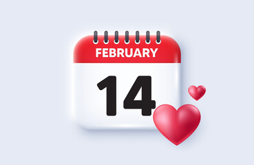 14th day of the month icon. Calendar date 3d icon. Event schedule date. Meeting appointment time. 14th day of February month. Calendar event reminder date. Vector