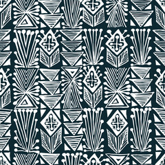 Aztec flowers pattern - 605027740