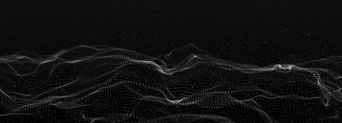 Data technology background. Plexus. Big data background. Connecting dots and lines on dark background. 3D rendering.