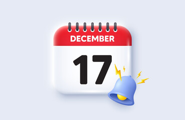 17th day of the month icon. Calendar date 3d icon. Event schedule date. Meeting appointment time. 17th day of December month. Calendar event reminder date. Vector