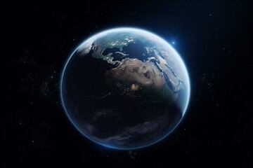 Obraz na płótnie Canvas 3D rendering of Earth in space, elements from NASA. Generative AI