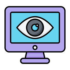 CCTV Monitor Line Color Icon