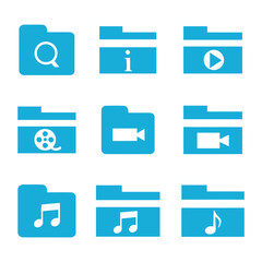 blue folder flat set icon, vektor logo icon