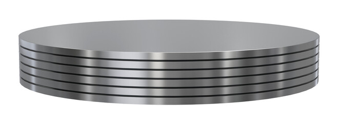 Stainless steel podium for product presentation isolated on transparent background