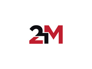 2M logo icon vector, minimalist 2m m2 number and letter logo