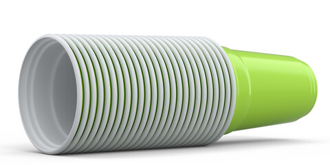 Set of pastic disposable party cup for juice, fresh, beer on white background.