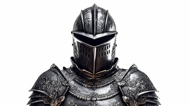 A medieval suit of armor isolated on white background. Generative AI