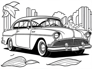 Classic cars coloring page created with Generative AI