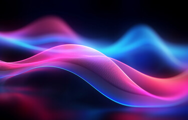 Naklejka premium abstract futuristic background with pink blue neon wallpaper AI generative technology