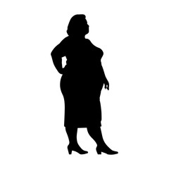 Vector illustration. Fat girl silhouette. Outfit. Slimming. Health.