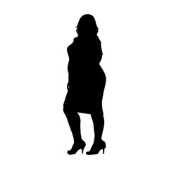 Vector illustration. Fat girl silhouette. Outfit. Slimming. Health.