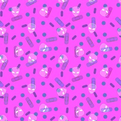 Cartoon medicine seamless pills pattern for wrapping paper and linens and fabrics and packaging and shops