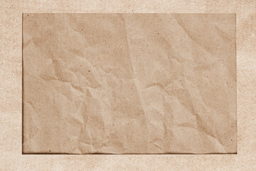 Background of cardboard, Craft paper with frame. Natural texture