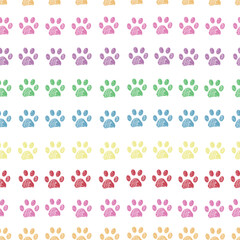Rainbow colors seamless horizontal paw prints seamless pattern