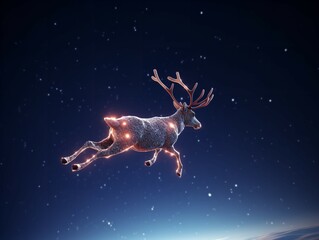 Obraz na płótnie Canvas 3D Christmas Eve's Reindeer Flight