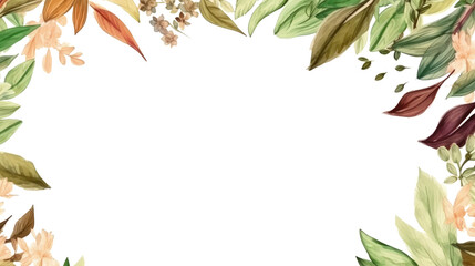 variety of different types of tea leaves as a frame border, copyspace, generative ai