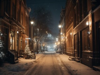 Fototapeta na wymiar A Silent Christmas Eve in the City