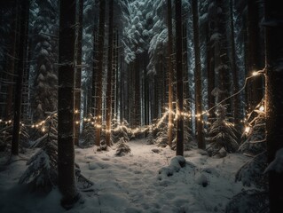 Fototapeta na wymiar Enchanted Forest of Christmas Eve