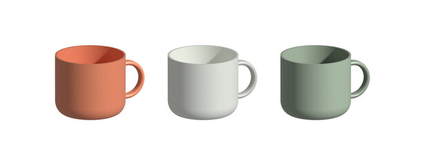 Mockup. Realistic 3D cup on transparent background. Png 