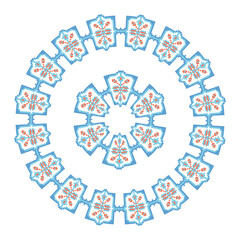 Round frame cross-stitch motifs folk embroidery