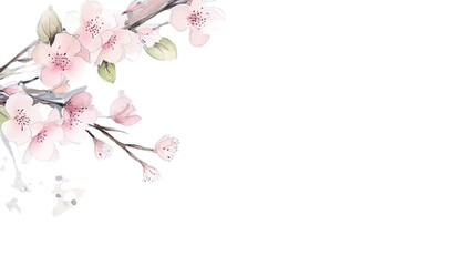 Fototapeta na wymiar Delicate cherry blossoms as a frame border, copyspace, generative ai