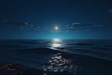 Fototapeta na wymiar Calm nighttime seascape Generative AI