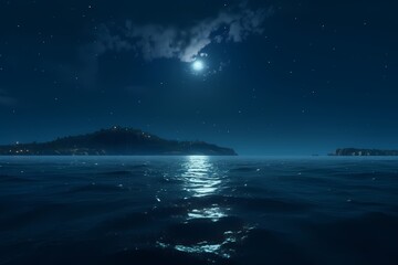 Fototapeta na wymiar Calm nighttime seascape Generative AI