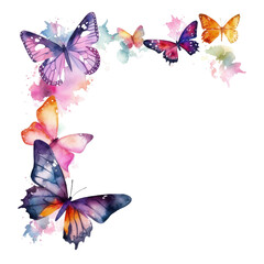 Obraz na płótnie Canvas stunning butterflies forming a frame border, copyspace, generative ai