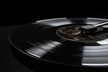 Black vinyl record close up isolated. AI