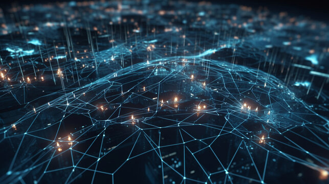 Conceptual visualization, Telecommunication network supports smart grid and global business Generative AI