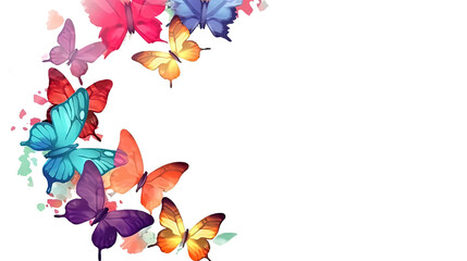 whimsical butterflies forming a frame border, copyspace, generative ai