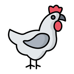 Hen Line Color Icon