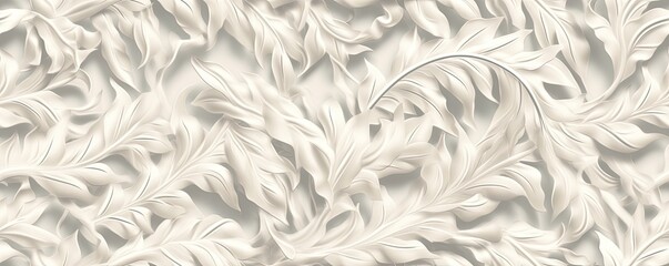 Fototapeta premium a Nature Horizontal background, leaf shapes, carved and engraved in ivory. Liquid flow texture. Fluid art Nature-themed, photorealistic illustrations in JPG. Generative AI