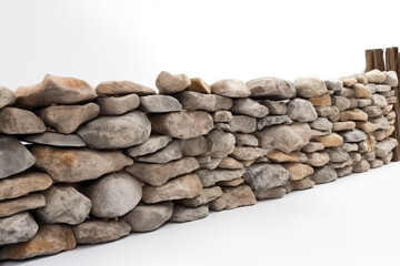 Natural stone fence wall isolated. AI