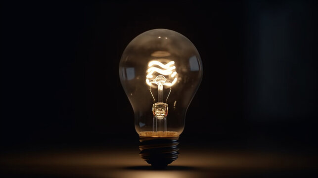 Symbolic representation, Glowing bulb signifies innovation and leadership amidst darkness Generative AI