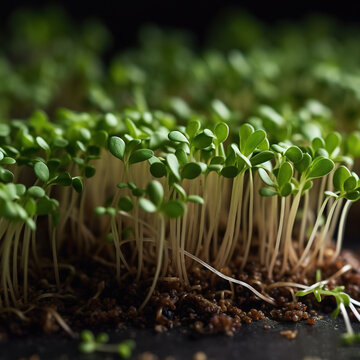 Organic raw food.Microgreens.Generated by AI.