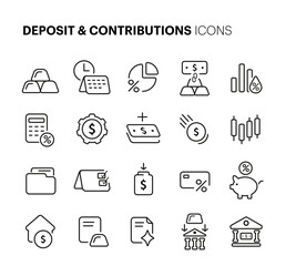 Icon set. Business and finance related to saving money. Vector illustration