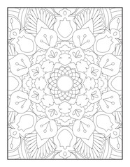 Mandala coloring page KDP interior. Mandala Coloring Book For Adult. Mandala Coloring Pages. Mandala Coloring Book. Seamless vector pattern. Black and white linear drawing. coloring page for children
