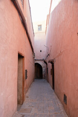 The beautiful lonely streets of  the Marrakech Medina in Morocco
